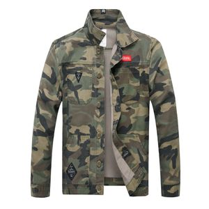 Dżinsy Jakcet Mężczyźni Army Kamuflaż Dżnowy Kurtki męskie Wiosna Jesień Odzież Streetwear Casual Slim Fit Jean Płaszcz