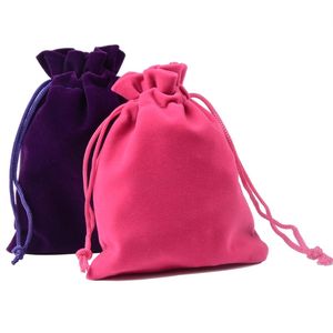 7x9cm Coloful Velvet Pouches Jewelry Packaging Display Drawstring Packing Gift Bags Pouches Velour Colors Blue Black Red