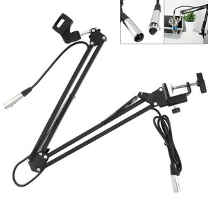 CY-35 Metal Adjustable 31.5"/80cm Studio Microphone Arm Stand with Microphone Clip + Table Mounting Clamp 2.5m Audio Cable