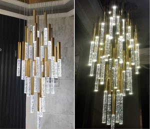 Nowoczesne oświetlenie lampy żyrandole LED do salonu Schody Złoty Długi Wiszący Korytarz Lobby Lobby Decor Light