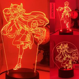 Luci notturne Genshin Impact LED Luce Anime Manga Figura Lampada da tavolo 3D Novità Illusion Camera da letto interna Decorazioni per feste Indie Regalo per bambini adulti