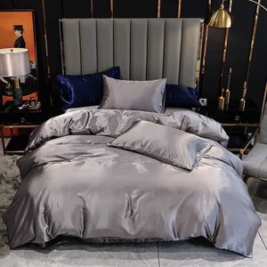 Kuup Luxury Solid Color Bedding Set All Size Duvet Cover Bed King Queen Commanter Bed Red Quilt Cover Hög kvalitet för vuxna 210706