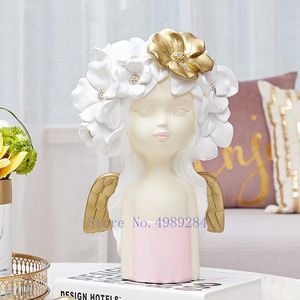 Decorative Objects & Figurines Creative Nordic Gold Angel Girl Character Decoration Crafts Modern Home Decorations Accessories Christmas