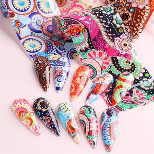 10pcs Printing Nail Art Sticker Nails Foils National Style Starry Sky Wraps Transfer Decals For Acrylic Designs Adhesive Manicure