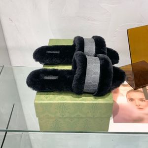 Lüks Kış Yün Sıcak Kürk Terlik Tasarımcı Sandalet Yumuşak Sıcak Düz Moda Kadınlar Nedensel Ayakkabı Lady Ev Loafer'lar 1001