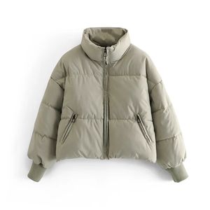 Outono das mulheres e estilo de inverno Stand-up colarinho cordão casual pão solto curto casaco de algodão quente casaco 210521
