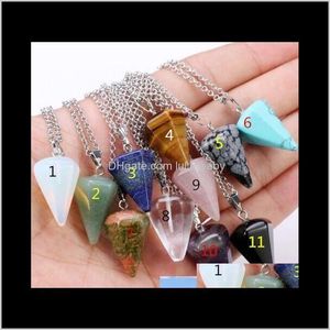 Lockets colares pendentes entrega entrega 2021 Natural gema pedra mini hexágono prism reiki pendulum pingente encantos cura chakra amuleto fash