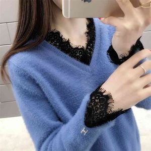 Net Red Water Velvet Sweater Female Autumn And Winter Shirts Long-sleeved Outer Wear Shirt 210427