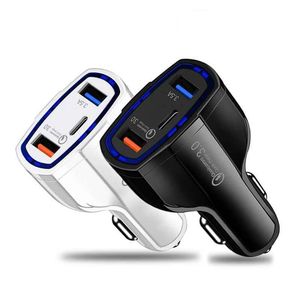 3 Portas Carregadores de carro 7A 35W USB CARGA RÁPIDO TIPO C RÁPIDO ADAPTADOR DE ENERGIA AUTO