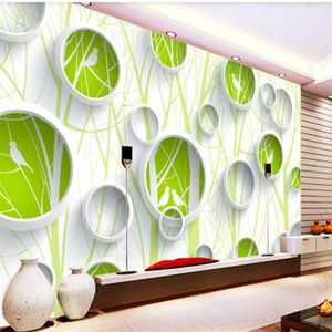 Foto personalizada murais papel de parede estereoscópico Simples abstrato árvore pássaro papéis de parede 3D TV fundo da parede