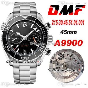 OMF V3 A9900 Otomatik Chronograph Mens İzle Siyah Cilalı Çerçeve Paslanmaz Çelik Bilezik 215.30.46.51.01.001 (Siyah Denge Tekerlek) Süper Sürüm Puretime OM28