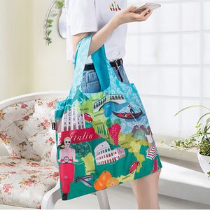 Wholesale convenient shopping resale online - Convenient Travel Shoulder Environmental Protection Bag Storage Folding Light Weight Roll Bag Women Shopping Tote Handbag