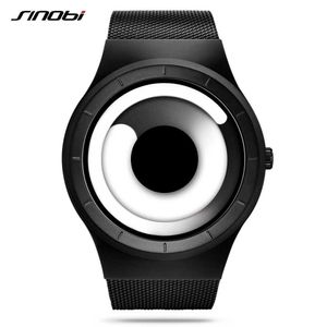 Sinobi Unique Vortex Concept Watch Men's High Quality 316l Stainless Steel Modern Trend Sport Black Wrist Watches Reloj Hombre Q0524