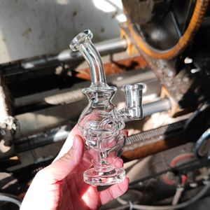 6.2 inch Fab Egg Recycler Oil Dab Rigs Glass Bong Rig in Hookahs Smoking Pipe Transparent Cute Water Bubbler Pipes Glass Bongs percolator with 14mm Male Joint Clear Bowl