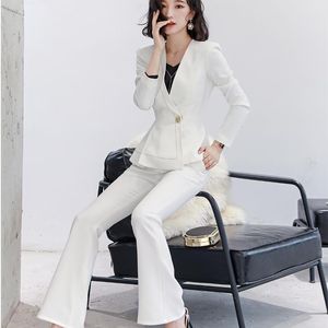 Женские костюмы Blazers 2 Piece Business Set Women Works Wants Sust Black White Red Ladies Slim Fit Blouser Элегантная