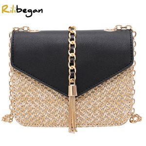 Kobiety Cute Lato Moda Tassel Styl Causal Słomy Rękojeści Crossbody Torebki