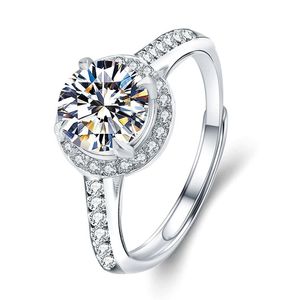 Moissanite Ringar Sterling Silver 925 Ringar för Kvinnor Smycken Diamond D Color 1ct 2ct Luxury Round Classic Engagement Geometric