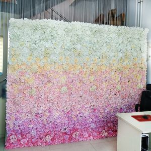 2.4m upscale 3d artificial flor de seda parede quadrado mudança gradual hydrangea peony rosa estilos para decoração de fundo de casamento