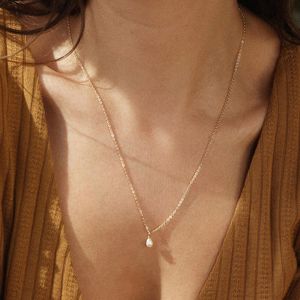 925 Silver Pearl Pendant Necklace Handmade 14K Gold Filled Choker Boho Collier Femme Kolye Collares Women