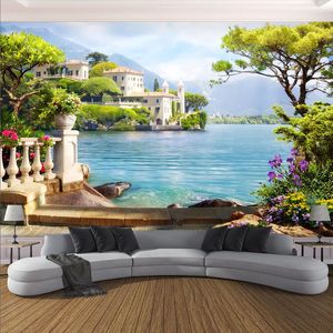 Foto Tapete 3D Garten See Landschaft Wandmalereien Wohnzimmer TV Sofa Hintergrund Wand Malerei Moderne Wohnkultur Wand Papier für Wand