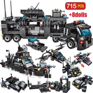 715pcs City Swat Polices Car Building Blocks For Legoingly Truck House Technic Diy Toy For Boys Children