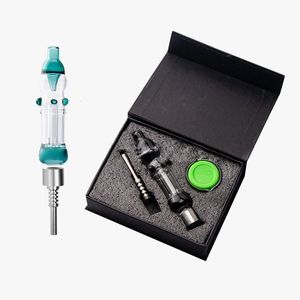 Raucherzubehör Borosilikat Nector Collector Kits Glas Hand Wasserpfeifen Öl Dab Rigs mit Titannagel Silikonbox Mini NC Kit NC30