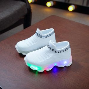 First Walkers TELOTUNY Shoes For Baby Bon Children Baby Girls Boys Letter Mesh Led Luminous Socks Sport Run Sneakers Casual Toddler Jul2