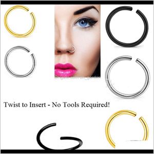 & Drop Delivery 2021 10Pcs Set Surgical Steel Nose Studs Rings Hoop Cartilage Piercing Body Jewelry 0Dot8*6 8 10Mm Die78