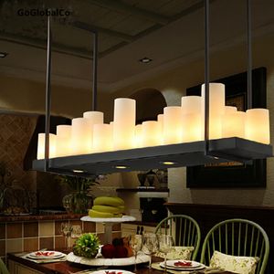 American Retro Industrial Pendant Lamp Rectangular Round Candle Holder Chandelier Living Room Office Restaurant Coffee Shop Bar Lights