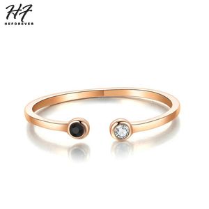 Fashion Simple Style Black Clear Mini Zirconie Rose Bague Rose Gold Rose pour femme Bijoux Daily Party Gift R165 Bandes