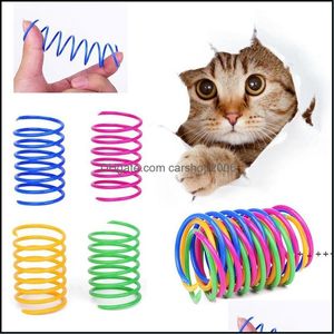 Toys de gato suprimentos Pet Home Garden 4pcs Kitten Colorf Pl￡stico Spring Bouncing Bobina Spiral Springs Toy GWB12554 Drop Delivery 2021 5Podo