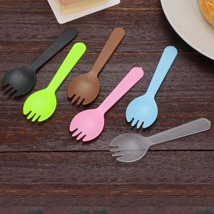 DIY fruit fork pudding spoon individually packaged plastic cake ice cream dessert