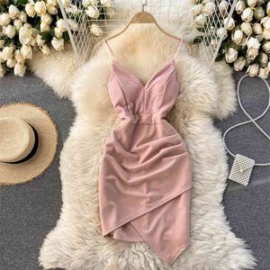 Kvinnor mode sexig oregelbunden ärmlös smal paket hip feminin mini klänning kläder hajuku vestidos de mujer r852 210527