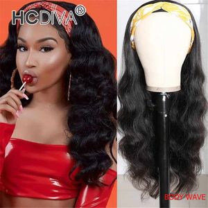 Headband Wig 100% Human Hair Scarf Wig Brazilian Straight Body Curly for African American Women Affordable Headband Wig Beginner Cheap