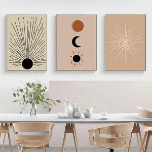 Wholesale paintings sun for sale - Group buy Paintings Boho Abstract Canvas Painting Pictures Sun Moon Poster Print Nordic Decoration Wall Line Art For Scandinavian Living Room Decor
