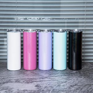 Сублимационный тумблер 20 oble Glitter Tumblers с соломенными кружками из нержавеющей стали Требочка радуги Вакуумная утепленная пивная кофейная кружка