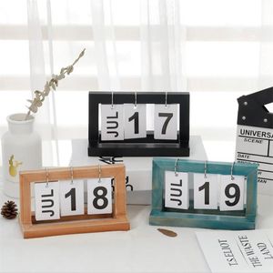 Nyhetsartiklar Creative Home Calender Desktop Decoration Retro Simple Coffee Shop Office Living Room Wood Manual Flip Supplies