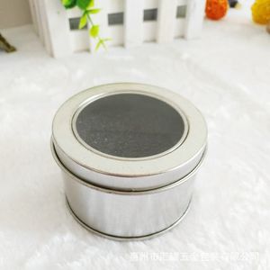 100pcs Round Tin Box with Transparent PVC Window Lid & Sponge Plain Silver Metal Can Storage Case for Watch Small Things