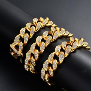 Mężczyźni Hip Hop Iced Out Bling Chain Naszyjnik Wysokiej Jakości 20mm Miami Cuban Link Łańcuchy Hiphop Naszyjniki Moda Biżuteria Drop Shipping