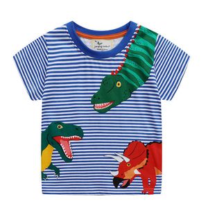 Hoppmätare Ankomst Topp Märke Mode Barnens T-shirts för pojkar Tjejer Sommar Dinosaurer Skriv ut Barnkläder 210529