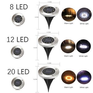 Outdoor Solar Powered Ground Lamp Waterproof Garden Pathway Deck Lights With 8/12/20 LED Lamp for Home Yard Driveway Lawn Road