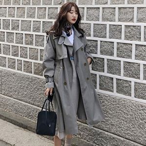 Brand Famou Double Breasted Vintage Spring Autumn Clothes Outwear Women Long Cotton Trench Coat Mujer Chaqueta O9es