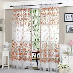 Gardindraperier 100 * 200cm Bay Window Drape Summer Decor Gaze Tulle Hem Cafe Dörrhängen Paneler Blomma Screenings # Bl3