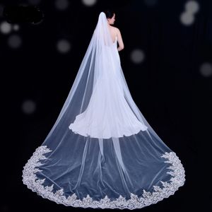 Hochwertige 3-Meter-Ein-Schicht-Elegante Luxus Langer Hochzeitsschleider Brautschleier Pailletten Spitzenschleier mit Metallkamm