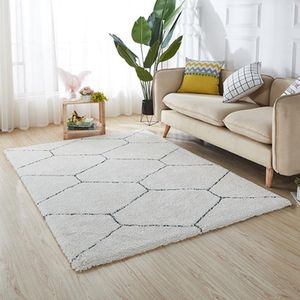 Carpets Thick Crystal Velvet Carpet Nordic Modern Living Room Decor Plush Grid Coffee Table Rug Bedroom Floor Mat Bay Window Cushion