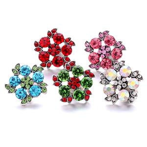 Atacado na moda cristal strass flor botões clasp 18mm metal decorativo zircão botão encantos para DIY Snaps Findings de jóias Fábrica fornecedor