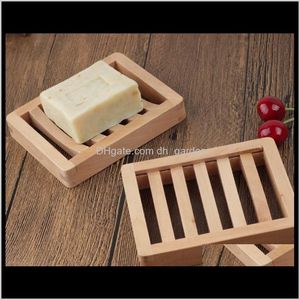 Dishes Accessories Home & Garden Drop Delivery 2021 Durable Wooden Dish Tray Holder Storage Soap Rack Box Container For Bath Shower Plate Bat