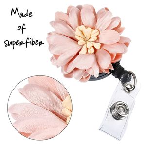 Retractable Flower Badge Reel Lanyard ID Card Badge Holder Skidpass Multipurpose Key Chain Metal Anti-Lost Clip School Office Supplies