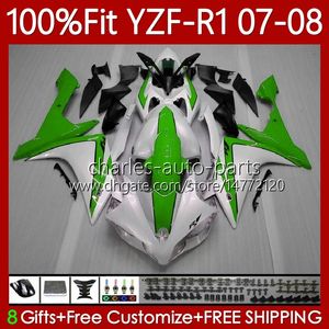 Perle Green 100% Fit Fairings OEM per Yamaha YZF-R1 YZF R 1 1000 cc YZFR1 07 08 Moto Bodywork 91No.53 YZF R1 1000CC YZF1000 2007 2007 YZF-1000 2007-2008 Stampo per iniezione Corpo