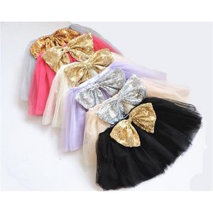 wholesale baby girl sequined bows skirt tutu children dancing petti princess kids party flower gown 210529